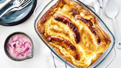 Toad in the hole et sauce aux oignons